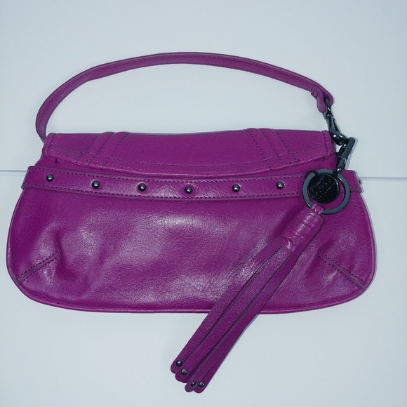 Like New Botkier Dark Magenta Deep Pink Studded Clutch Wristlet Hand Bag Purse - Picture 10 of 12
